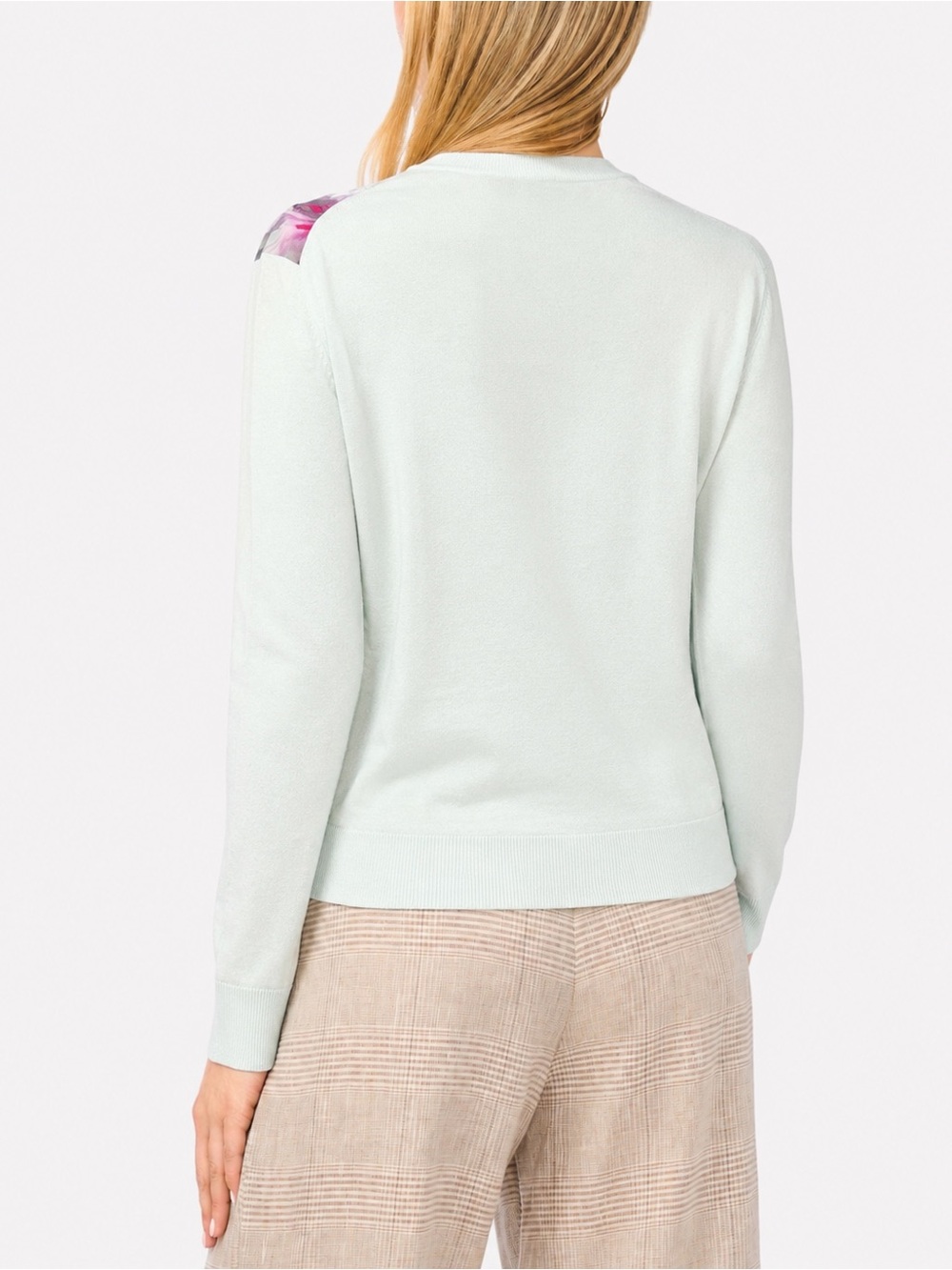 Ted Baker Gertie Hanging Gardens Floral Silk Blend Sweater Mint UK 3 US 8 M 90s - Picture 4 of 15